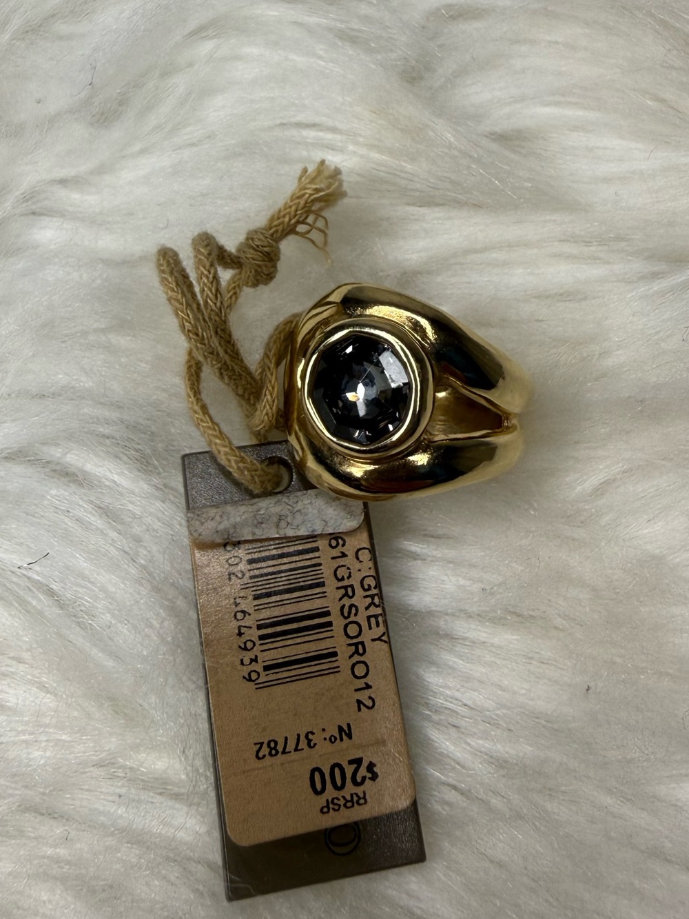 UNO de 50 Gold-Tone Ring with Gray Crystal Center